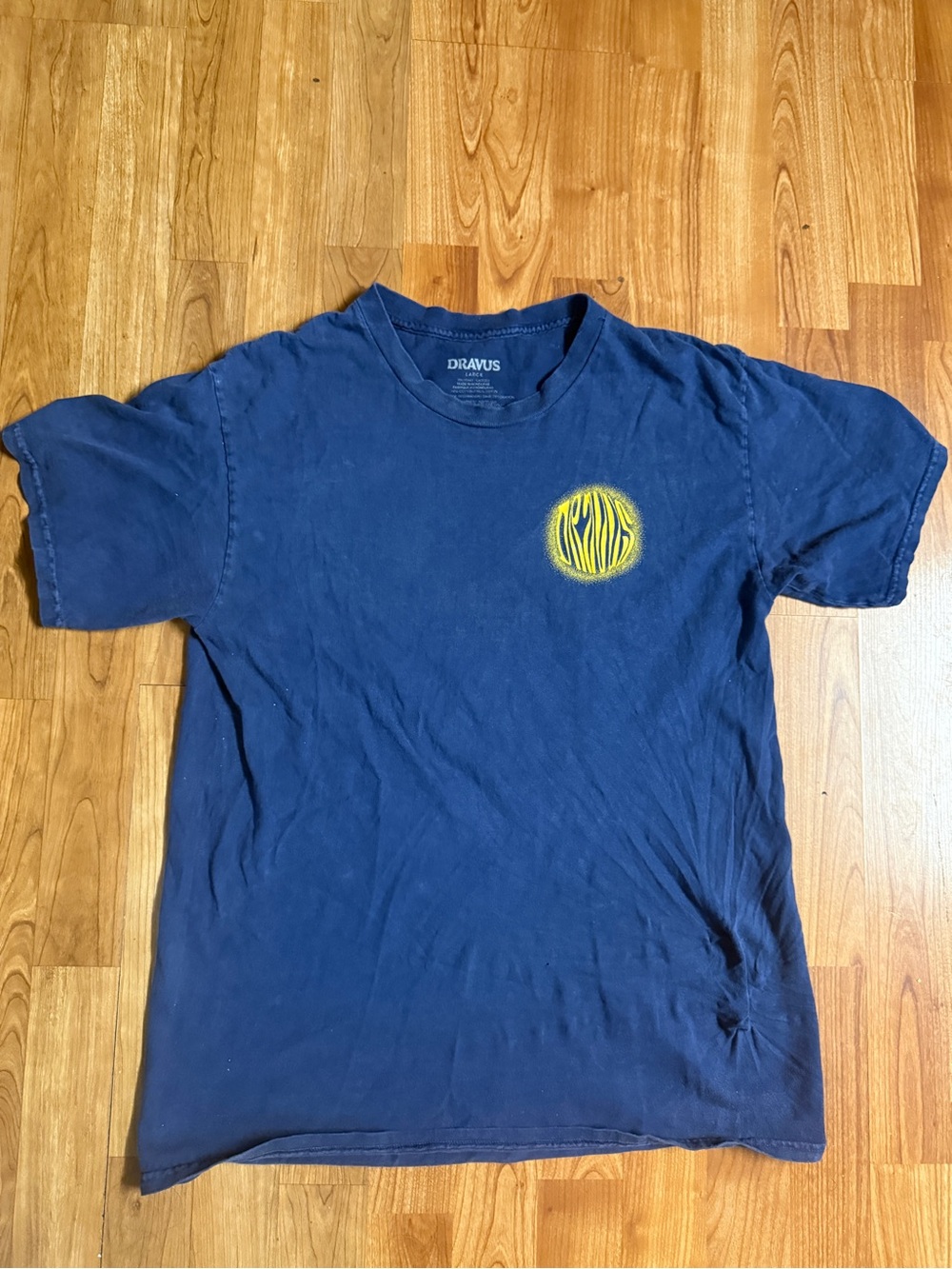 DRAVUS Men's Navy Short-Sleeve Tee with Yellow Chest Emblem